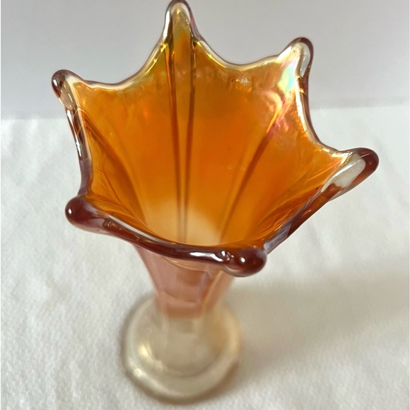 Vintage 1909 Fenton Marigold Carnival Glass Swung Vase Fine  Fenton Vintage Carnival Glass Swung Vase Marigold